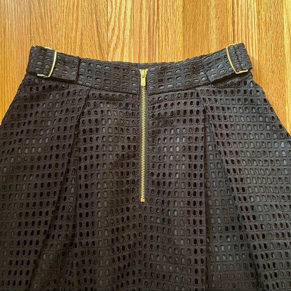 Black Eyelet Full Midi Skirt with Gold Hardware - Picture 4 of 8